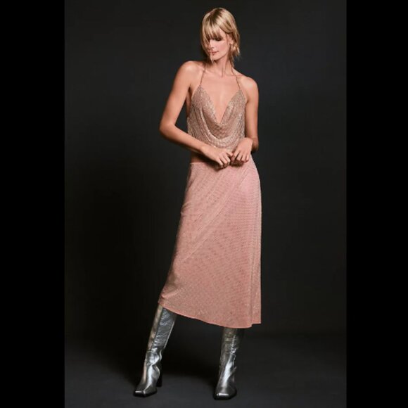 Brand New by Anthropologie Iridescent Rhinestone Midi Skirt - Picture 1 of 14